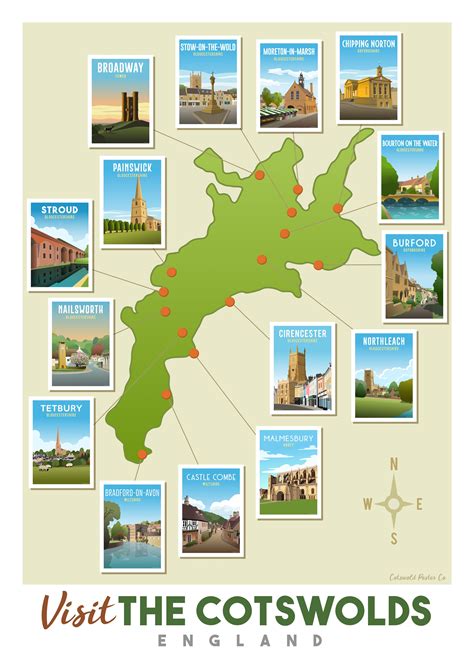map of the cotswolds villages